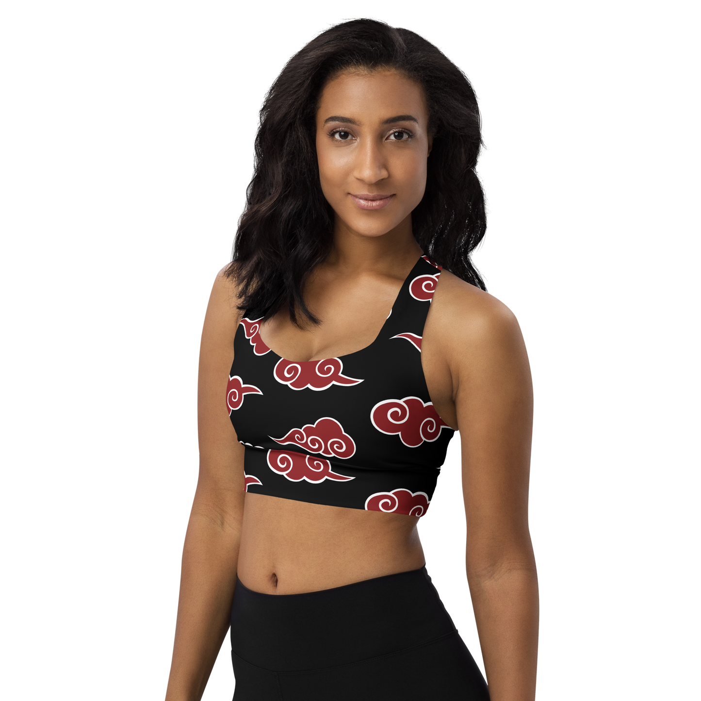 Red Japanese Clouds Women's Longline Sports Bra