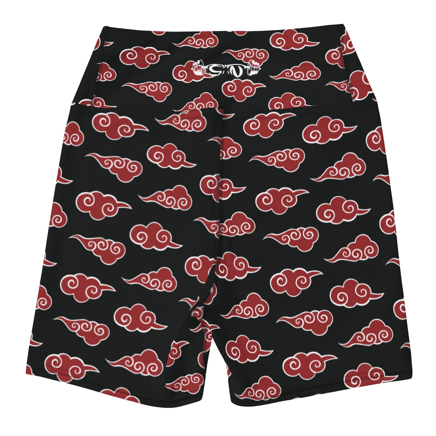 Red Japanese Clouds Yoga Shorts