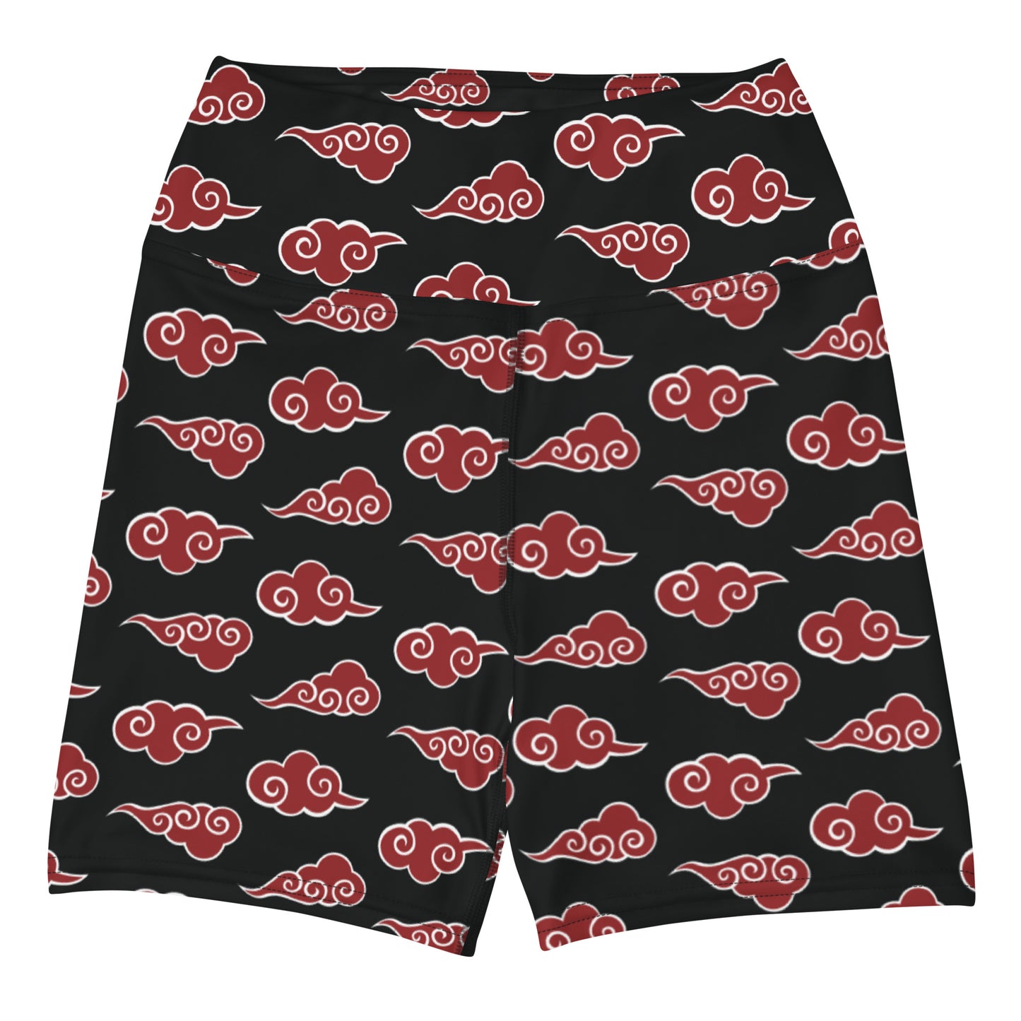 Red Japanese Clouds Yoga Shorts